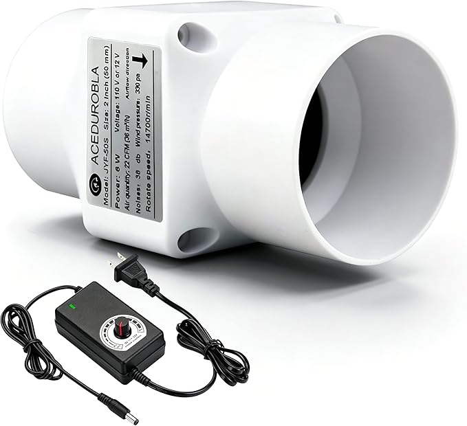 2'' Duct Fan for Adjustable Speed, 22 CFM Duct Intake High Efficiency Air Fan by ACEDUROBLA