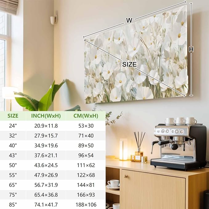 Summer White Gardenia Flower Indoor TV Cover, Elastic TV Screen Protector - Image 4