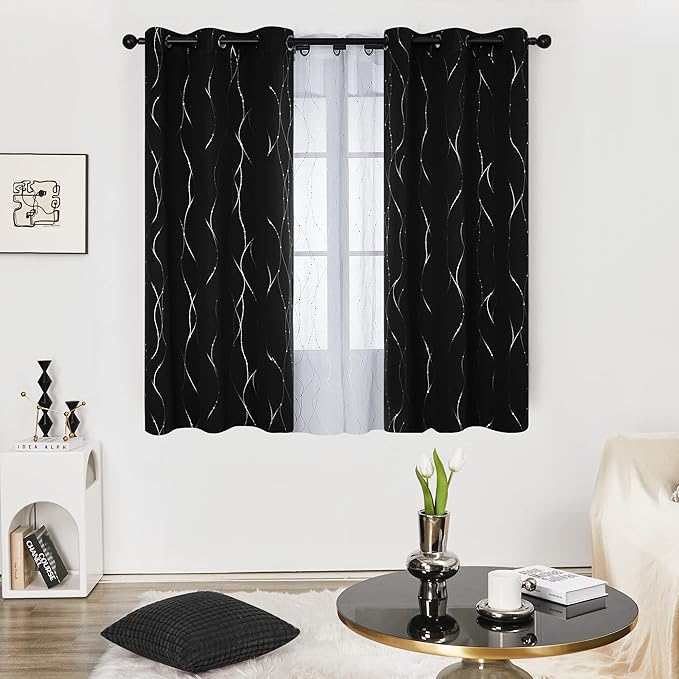 Deconovo Black Out Curtains for Kitchen, 42 x 45 Inch Length 2 Panels Set - Image 2