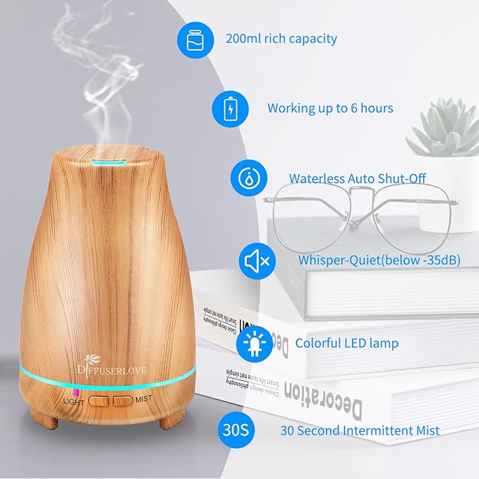 Diffuserlove Essential Oil Diffusers 200ML Diffuser Remote Control Aromatherapy - Image 3