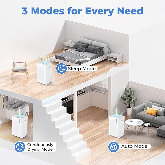 COSTWAY 54 Pints Dehumidifier for Basement, 4500 Sq.Ft Portable Dehumidifier - Image 4