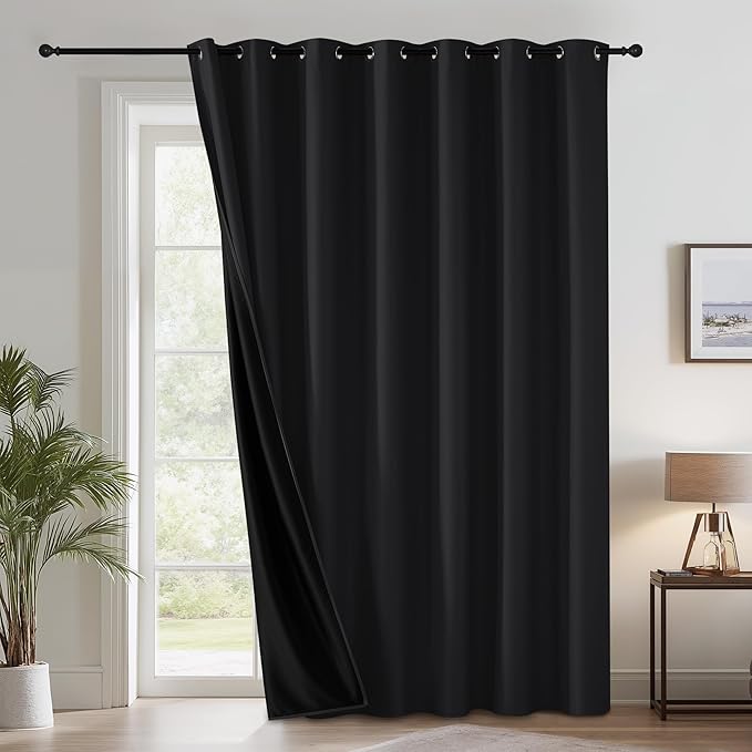 RYB HOME Extra Wide 100% Blackout Patio Door Curtain 96 inch Long, Grommet Room by RYBHOME
