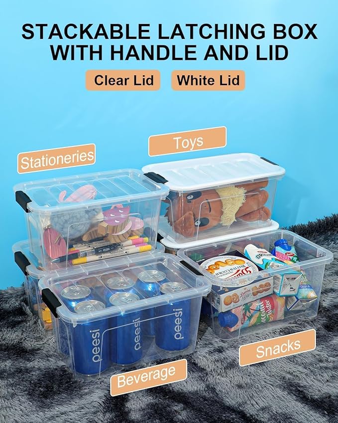 Plastic Storage Bins with Lids 6 Pack, 7 Quart Storage Containers with Black - Image 6