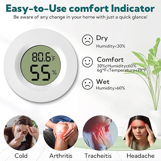 4-Pack Mini Hygrometer Thermometer Digital Humidity Meter Indoor/Outdoor - Image 2