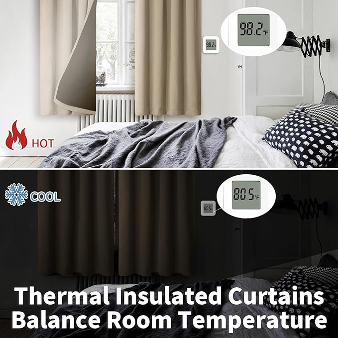 BGment 100% Blackout Curtains for Bedroom 63 Inch Length 2 Panels, Thermal - Image 4