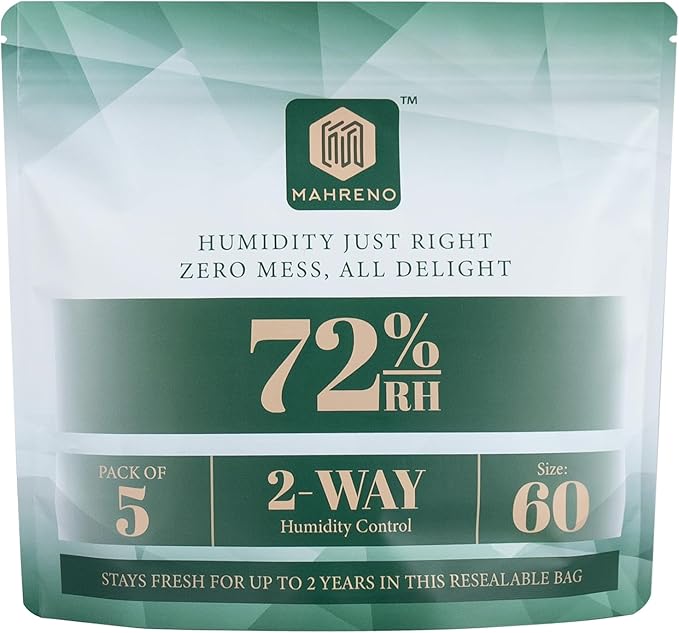 72% Two-Way Humidity Control Packs | 5-Pack, 60g each in Resealable Bag | by Unknown