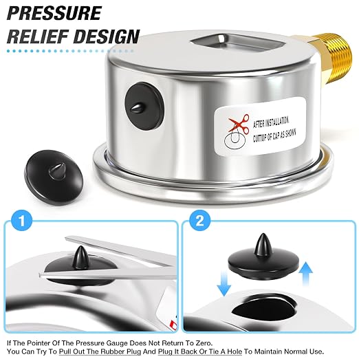 MEANLIN MEASURE 0~15Psi Dry Low Pressure Gauge Stainless Steel 1/4" NPT 2" FACE - Image 6