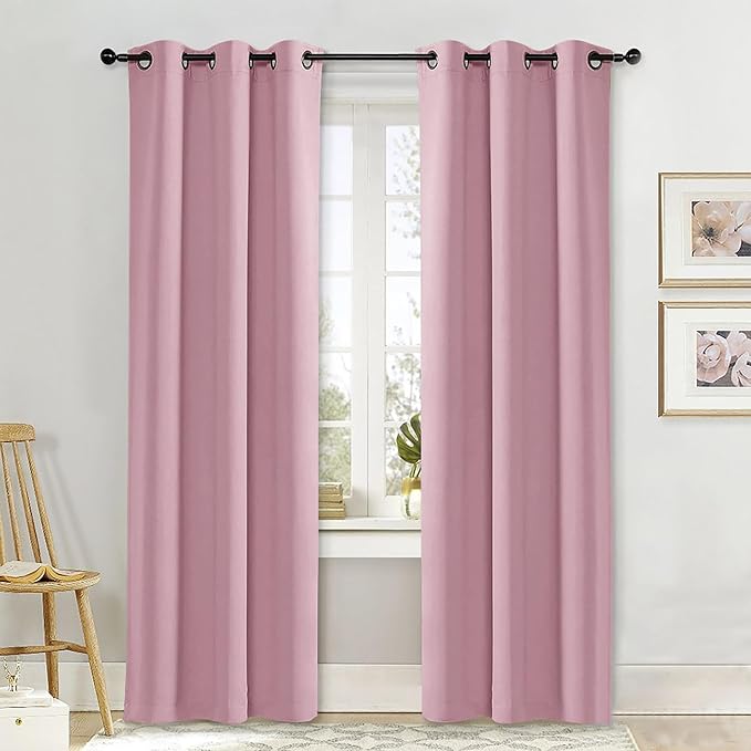 NICETOWN Curtain Blackout Drape Panel, Single Panel, 42 x 84 inch, Rouge Pink by NICETOWN
