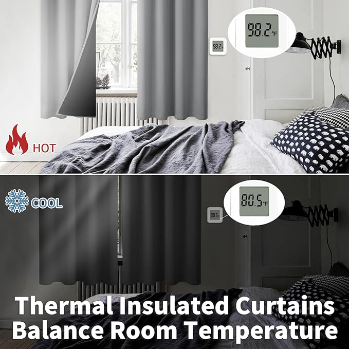 BGment Thermal Insulated 100% Blackout Curtains 90 Inch Length 2 Panels - Image 4