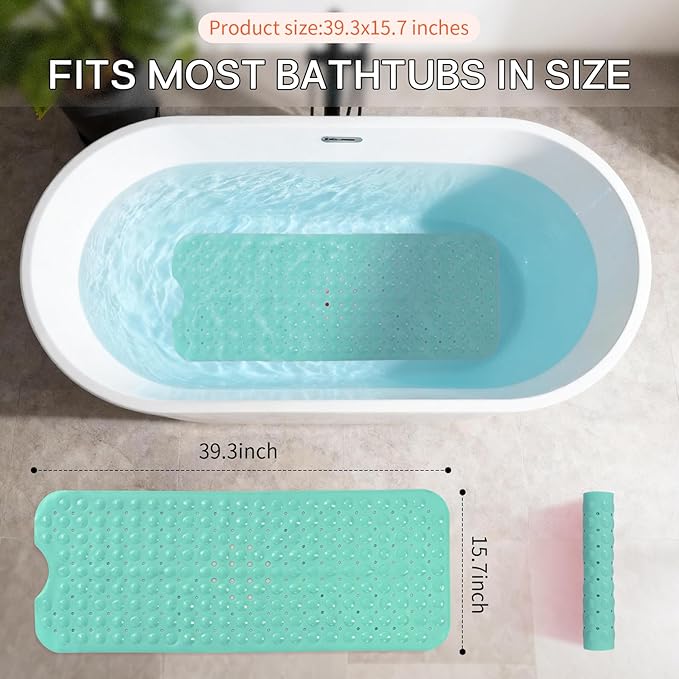 Anti-Slip Bathtub Shower mat, 39.3×15.7 inch（Approximately 100 × 40cm） Soft - Image 3