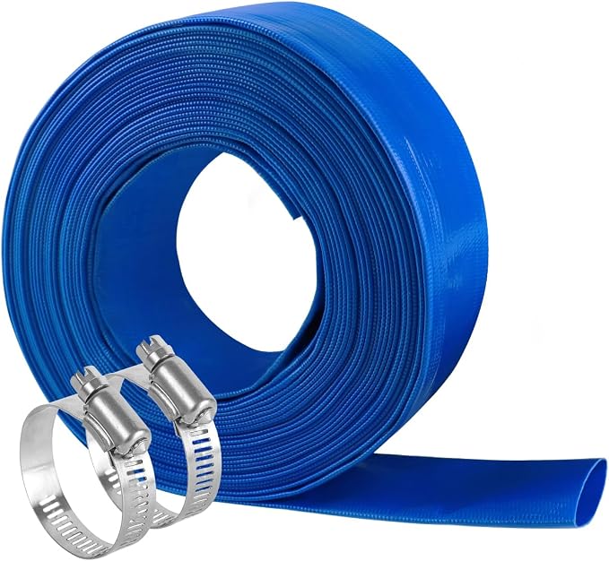 Eastrans 1 IN x 50 FT Pool Backwash Hose, Heavy Duty Flat Discharge Hose by EASTRANS
