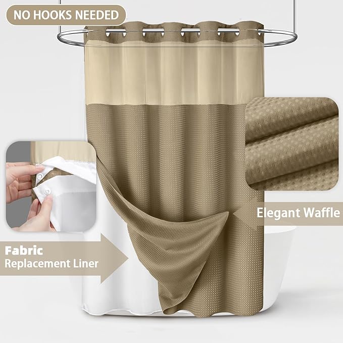 No Hook Shower Curtain and Liner Set - Image 3