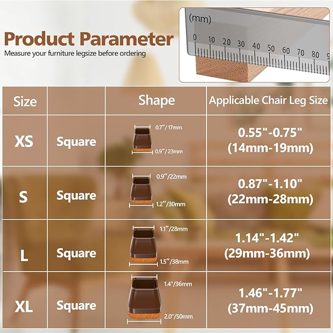 16Pcs Square Chair Leg Floor Protectors - Image 2