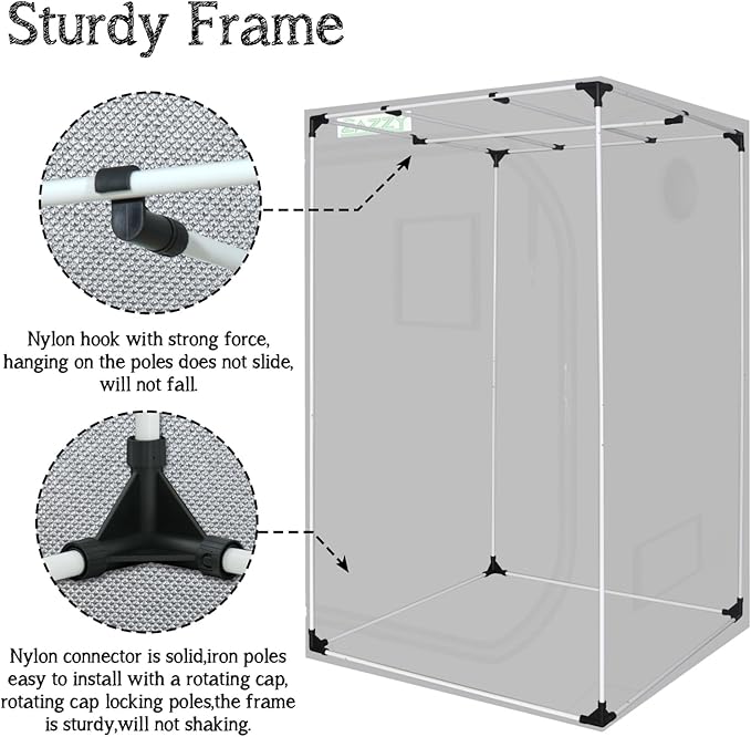 zazzy Grow Tent 60"x60"x78" Hydroponic Grow Tents Heavy Duty Dark Room Grow - Image 7