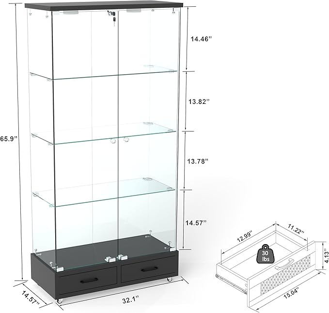 Yoluckea 4-Tier Glass Display Cabinet - Image 2