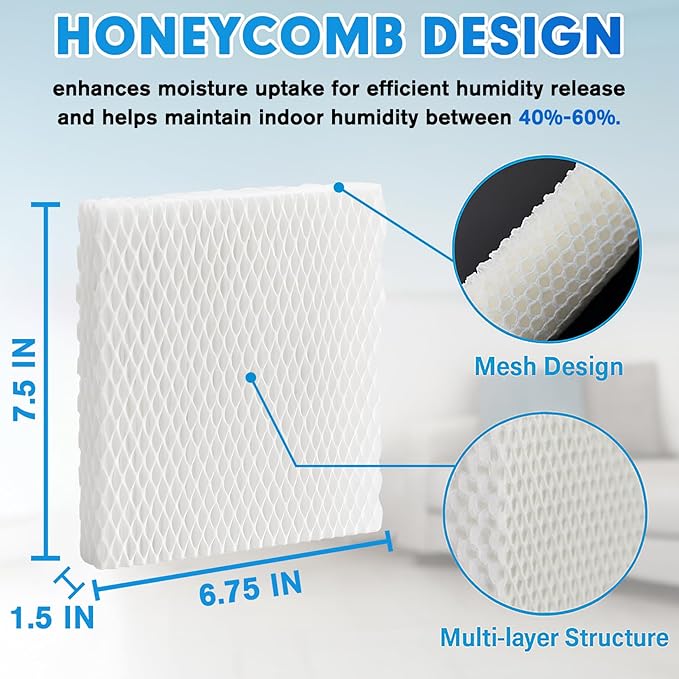6 Pack Humidifier Wicking HFT600 Filters T Compatible - Image 2