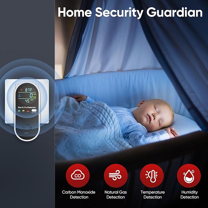 NICGOL Upgraded Natural Gas Leak Detector & Carbon Monoxide Detectors - 4 in 1 - Image 6