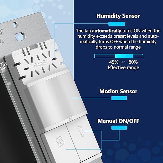 LIDER Humidity Sensor Switch and Motion Sensor Light Switch, PIR Sensor - Image 3