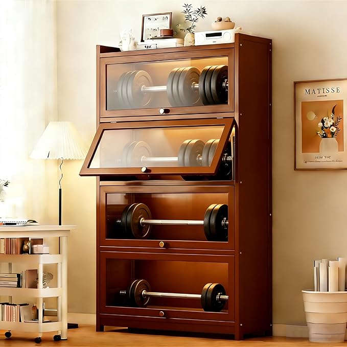 Display Cabinet with Acrylic Glass Doors, Tall Storage Cabinet with Adjustable - Image 5