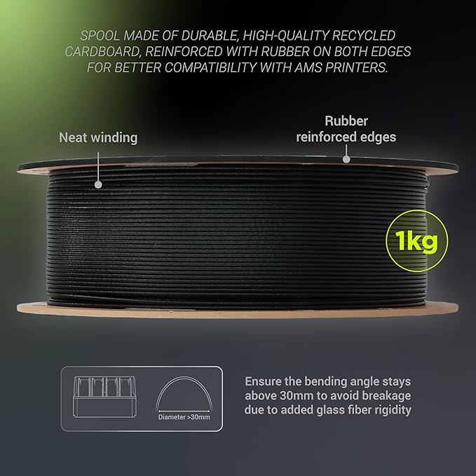 Polymaker Fiberon Dark Grey PET-GF15 3D Printer Filament 1.75mm 1KG, 15% Glass - Image 8
