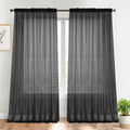 Dreaming Casa Solid Sheer Curtains 84 Inches Long Black Rod Pocket Voile by DreamingCasa