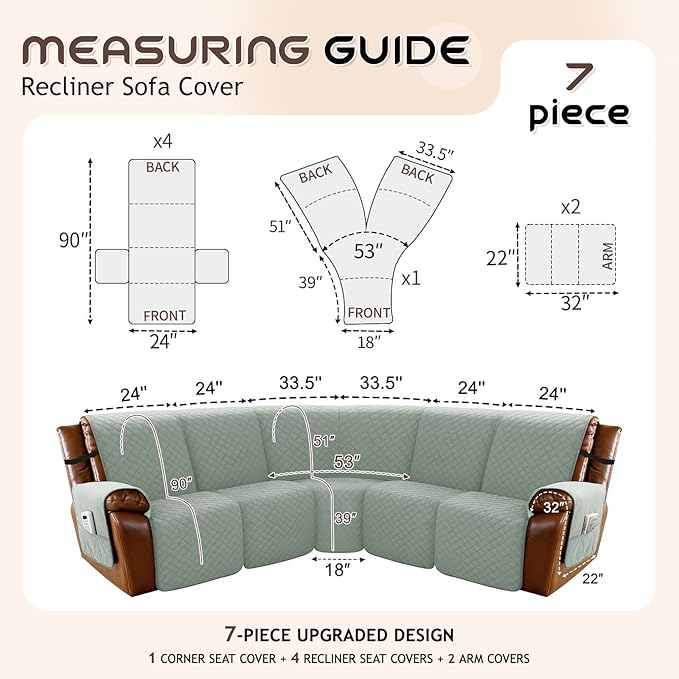 Arfntevss Waterproof Recliner Sectional Couch Covers - Image 5