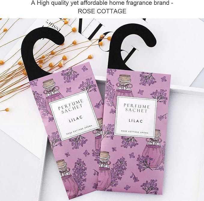 ROSE COTTAGE Large 12 Packs Lilac Hanging Closet Air Freshener Scented Sachets - Image 8