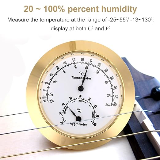 Guitar Violin Thermometer Hygrometer, Alloy Meter Temperature and Humidity - Image 2