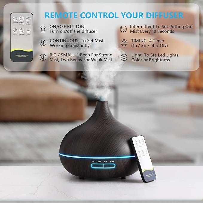 Diffusers for Essential Oils Large Room, 550ml Essential Oil Diffusers - Image 2
