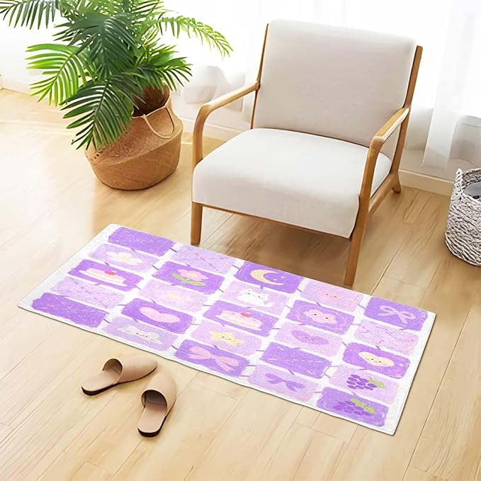 Purple Flower Cake Grid Bath mats - Image 2