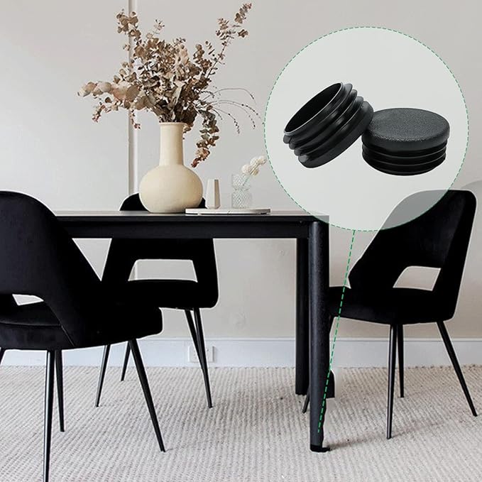 3/4" Plastic Hole Plugs Black -Round Chair Leg Caps, Flush Mount Pipe Plugs - Image 6