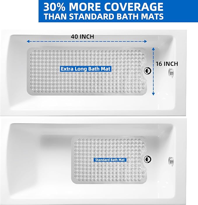 ZHICHENG Bath Tub and Shower Mats, Non-Slip 39 x 16 Inch Extra Long Bath Mat - Image 6