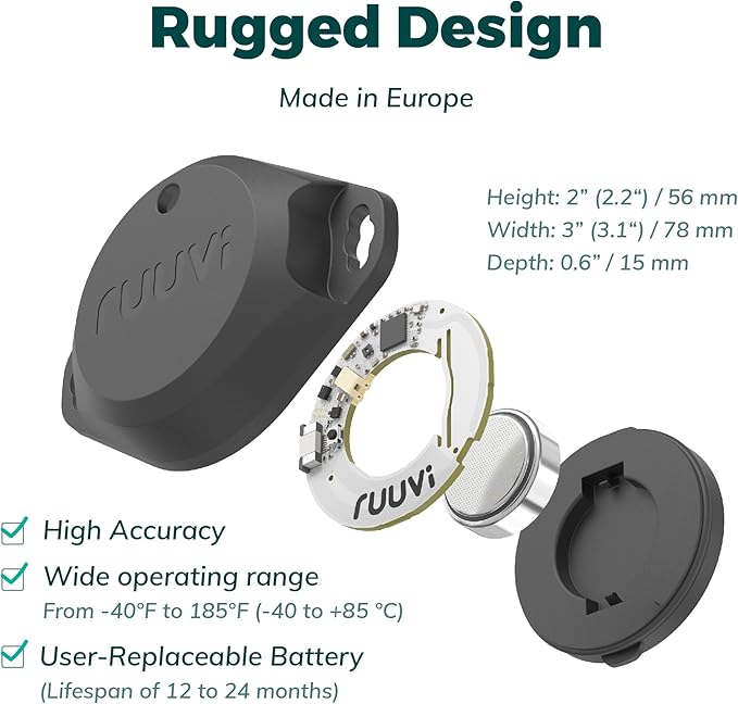 RuuviTag Pro 4in1 Wireless Bluetooth Temperature, Air Humidity, and Air - Image 3