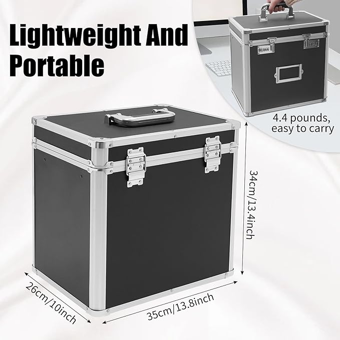 Aluminum Alloy File Organizer Box, 13.8x10x13.4in Portable File Box - Image 2