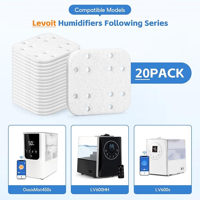 20-Pack Humidifier Filter Replacements, Mineral Absorption Pads, Compatible - Image 2