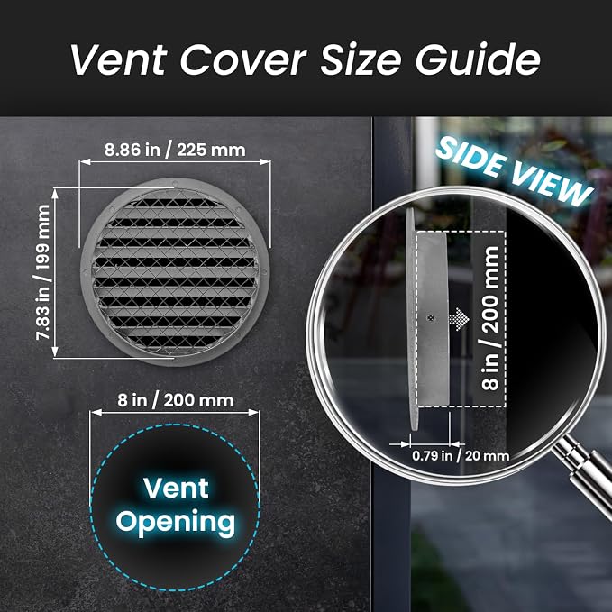 Repa Market 8 Inch Heavy-Duty Black Aluminum Alloy Gable Vent - Image 2