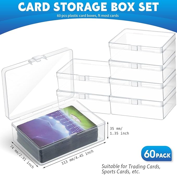 Vicenpal 60 Pcs Playing Card Boxes Clear Plastic Deck Cases Trading Card - Image 2