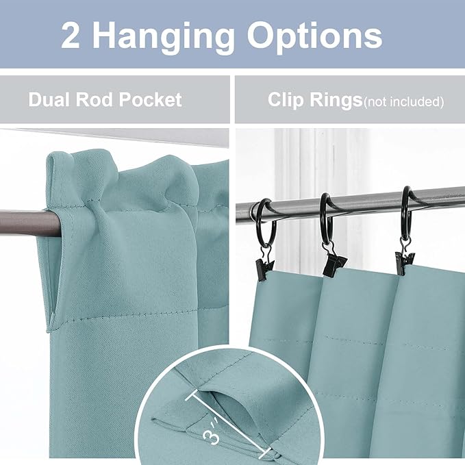 Chyhomenyc Short Aqua Curtains 30 Inch Length, Small Kitchen Curtain Rod Pocket - Image 5