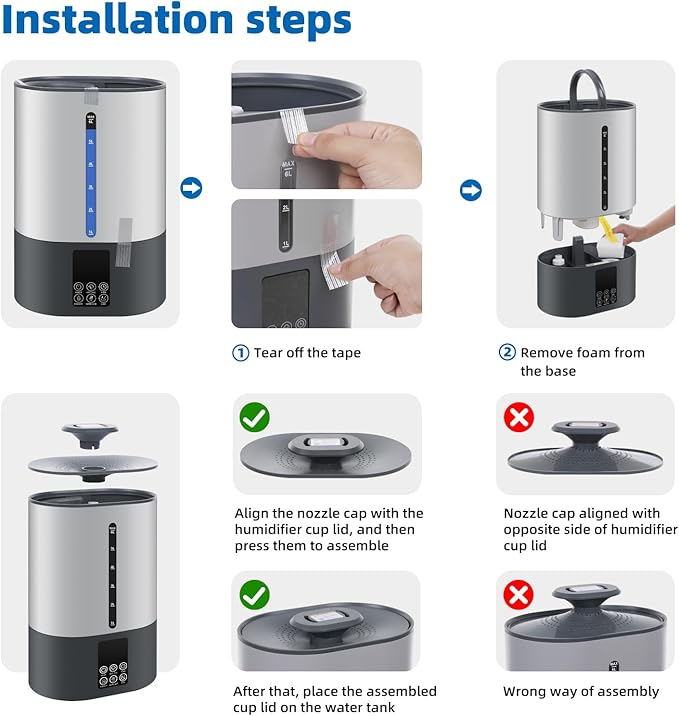 6L Humidifiers for Bedroom Large Room Home, Cool and Warm Humidifiers for Baby - Image 2