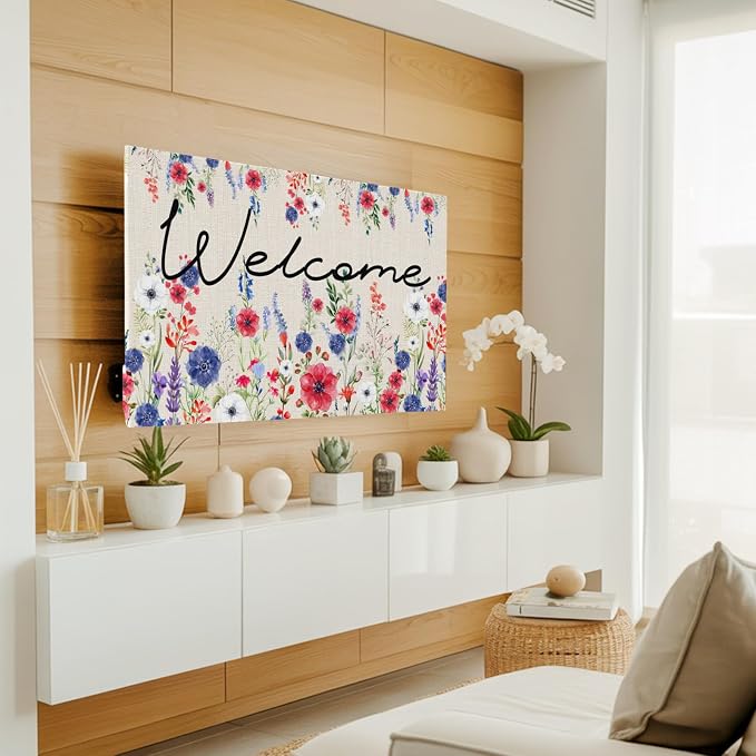 Watercolor Garden Poppy Floral Indoor TV Cover, Elastic TV Screen Protector - Image 2