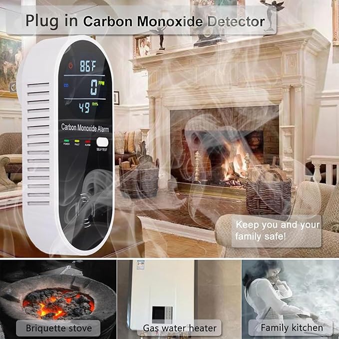 3-in-1 Carbon Monoxide Detectors Plug in Wall, Portable Carbon Monoxide Detector - Image 7