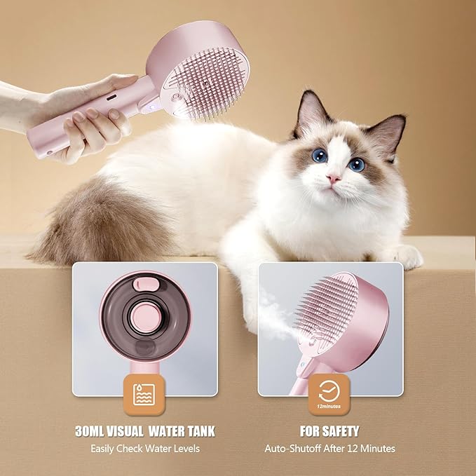 Cloud Care Cat Brush for Indoor Cat Steam Brush for Shedding Spritz Defur Comb - Image 6