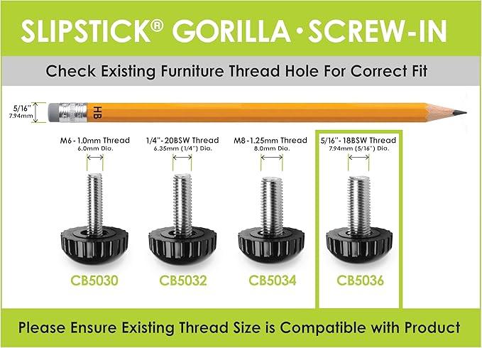 Slipstick Gorilla Outdoor Adjustable Furniture Levelers Weatherproof Screw in - Image 5