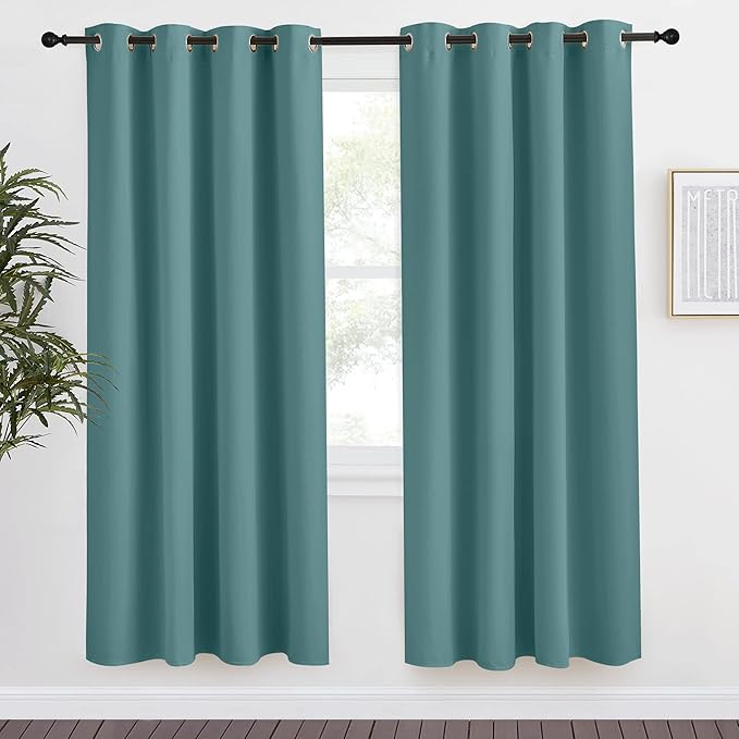 NICETOWN Blackout Drape for Nursery, Sea Teal, Single Panel, 55 by 78-inch by NICETOWN