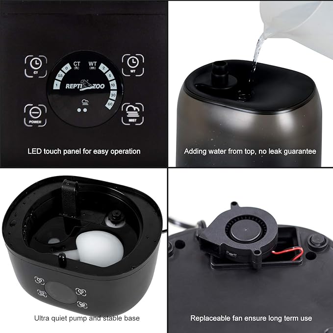 REPTI ZOO 4L Reptile Fogger Mister Tank, Terrariums Digital Tank Timing - Image 3