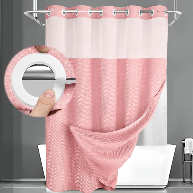 No Hook Shower Curtain and Liner Set by Unknown
