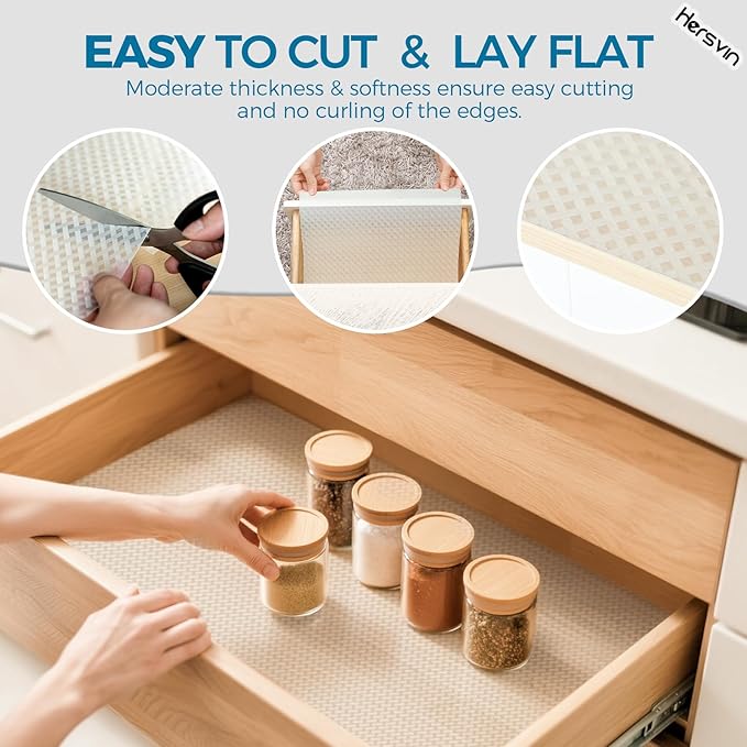 Hersvin Shelf Liners 14 in x 20 ft EVA Drawer Mats, Non-Adhesive Cupboard - Image 5