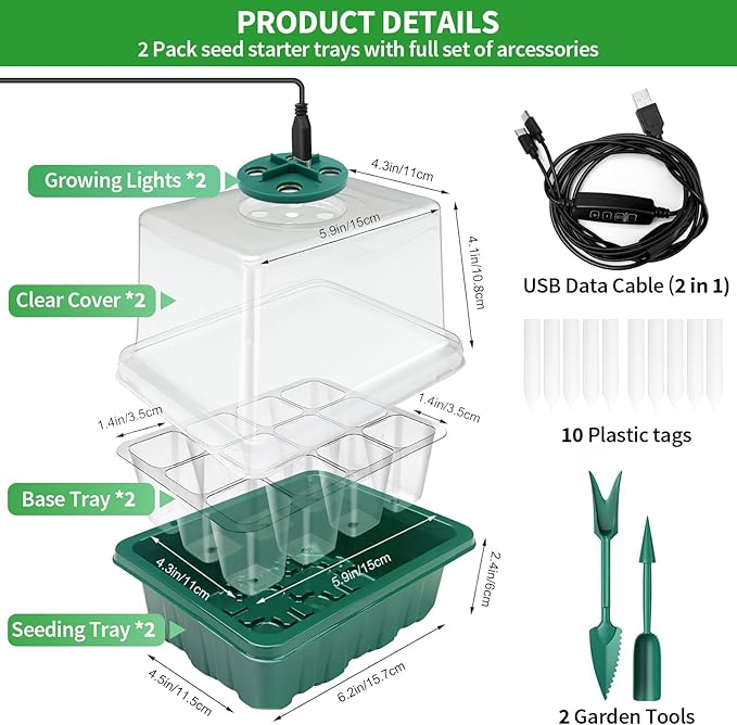 Seed Starter Tray with Plant Light, 4 Pack Grow Lights - Image 4