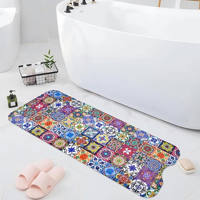 Boho Bathtub Mat Non Slip, Vintage Bath Tub Mat Baby Bath Mats - Image 6