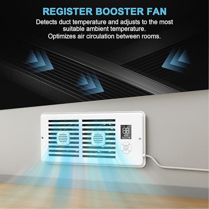 Register Booster Fan for 4" x 12" Vents Only, 10 Speeds to Control Cool & Warm - Image 2